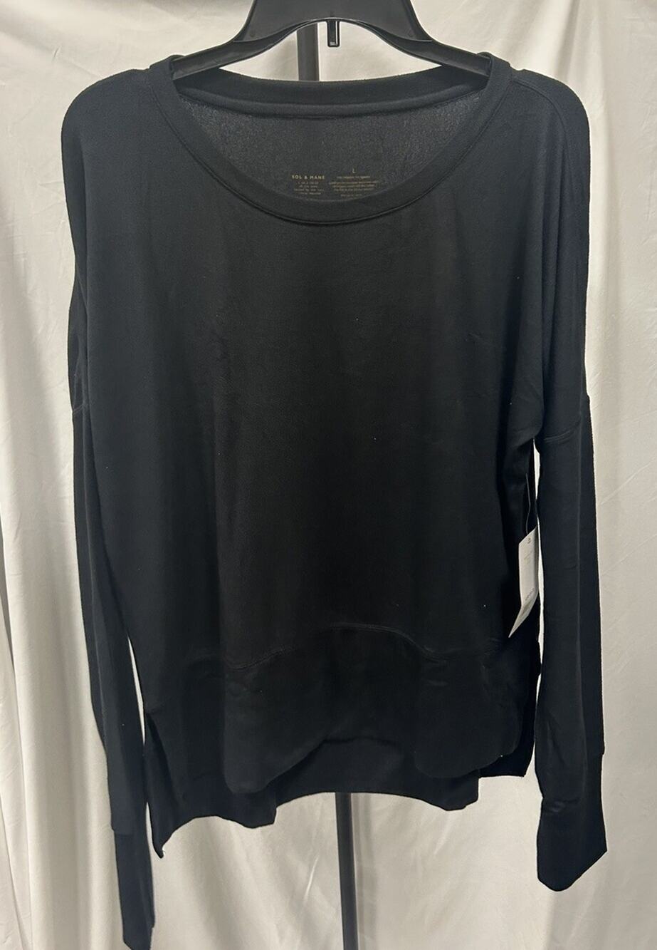 NEW Sole & Mane Maya Women's Black Long Sleeve Pullover Sweatshirt Size L